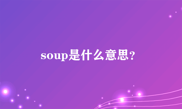 soup是什么意思？