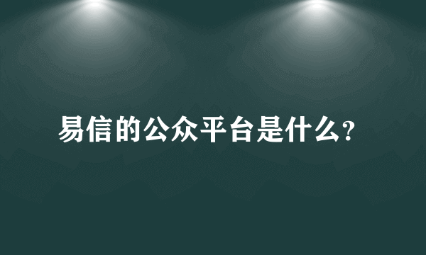 易信的公众平台是什么？