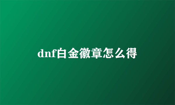 dnf白金徽章怎么得