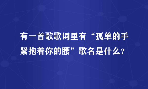 有一首歌歌词里有“孤单的手紧抱着你的腰”歌名是什么？