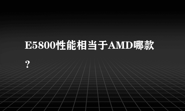 E5800性能相当于AMD哪款？