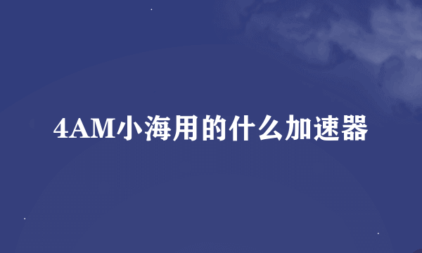 4AM小海用的什么加速器