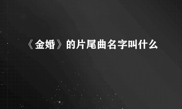 《金婚》的片尾曲名字叫什么