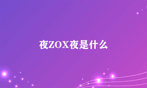 夜ZOX夜是什么