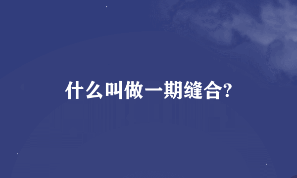 什么叫做一期缝合?