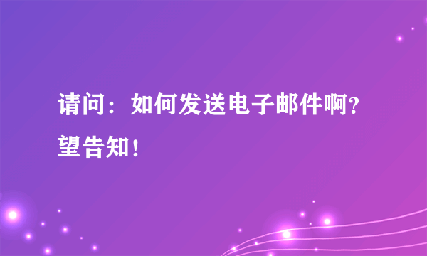 请问：如何发送电子邮件啊？望告知！