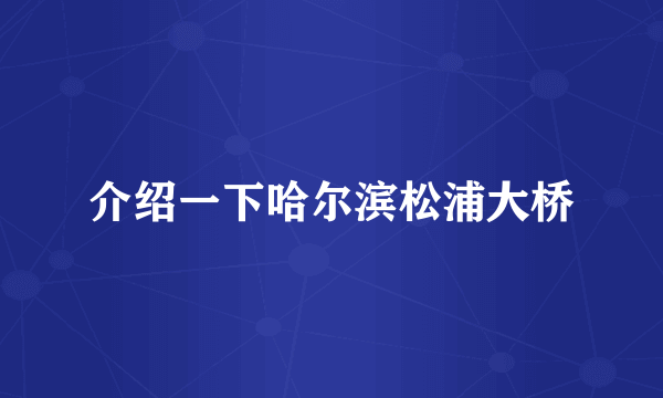 介绍一下哈尔滨松浦大桥