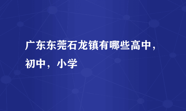 广东东莞石龙镇有哪些高中，初中，小学