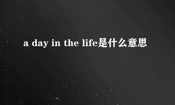 a day in the life是什么意思