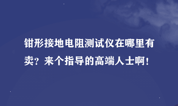 钳形接地电阻测试仪在哪里有卖？来个指导的高端人士啊！