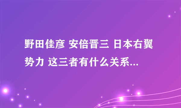 野田佳彦 安倍晋三 日本右翼势力 这三者有什么关系 解释一下