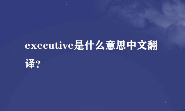 executive是什么意思中文翻译？