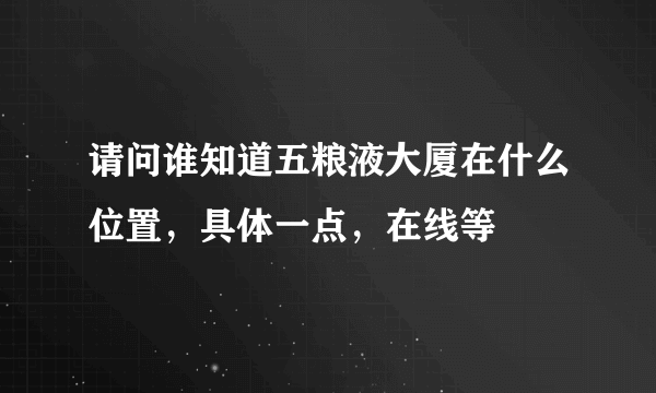 请问谁知道五粮液大厦在什么位置，具体一点，在线等