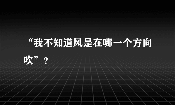 “我不知道风是在哪一个方向吹”？