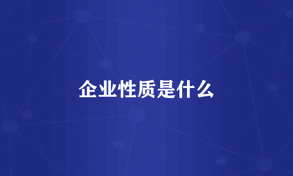 企业性质是什么