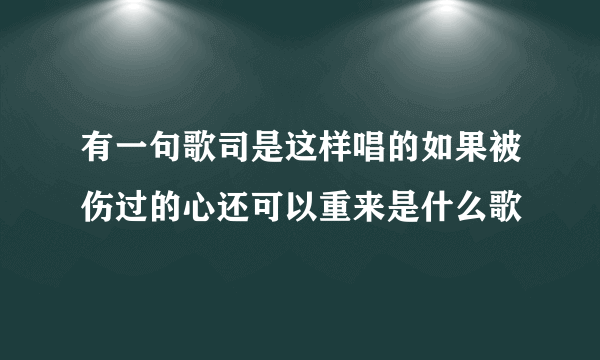 有一句歌司是这样唱的如果被伤过的心还可以重来是什么歌