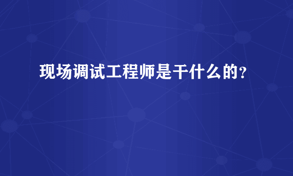 现场调试工程师是干什么的？