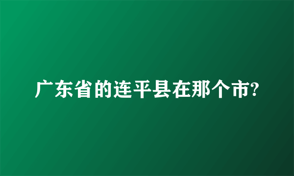 广东省的连平县在那个市?