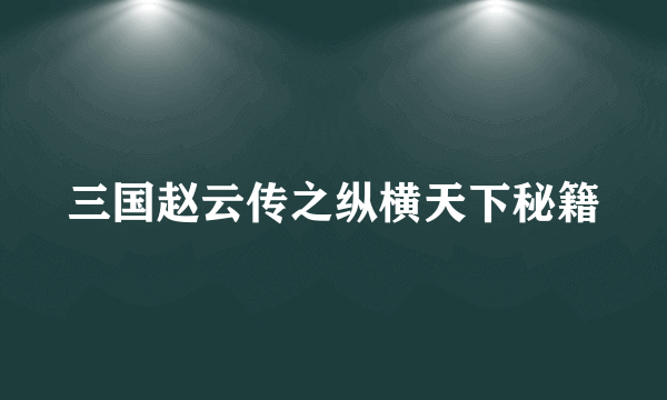 三国赵云传之纵横天下秘籍