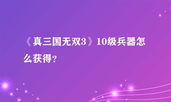 《真三国无双3》10级兵器怎么获得？