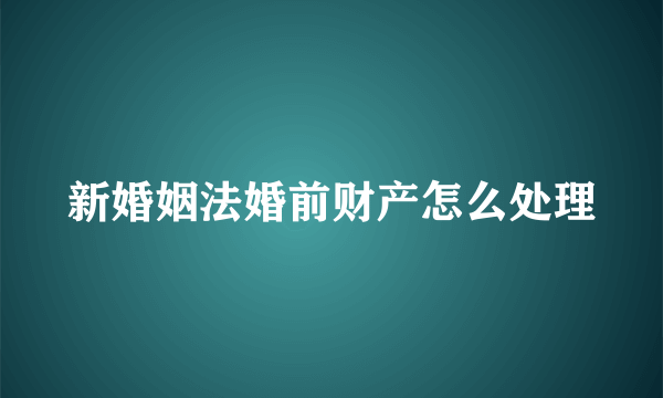 新婚姻法婚前财产怎么处理