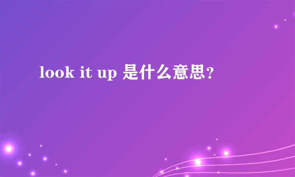 look it up 是什么意思？