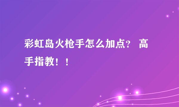 彩虹岛火枪手怎么加点？ 高手指教！！