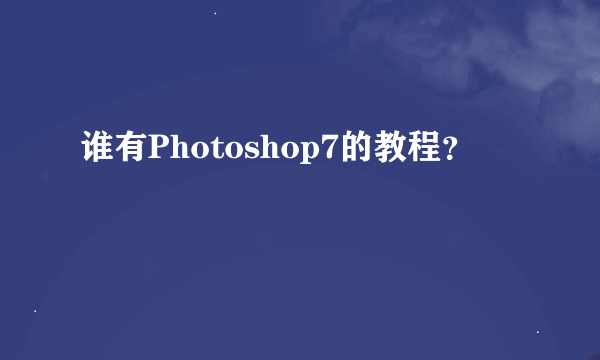 谁有Photoshop7的教程？