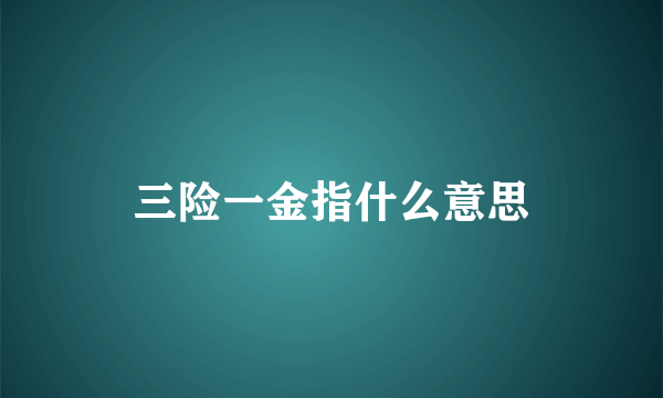 三险一金指什么意思