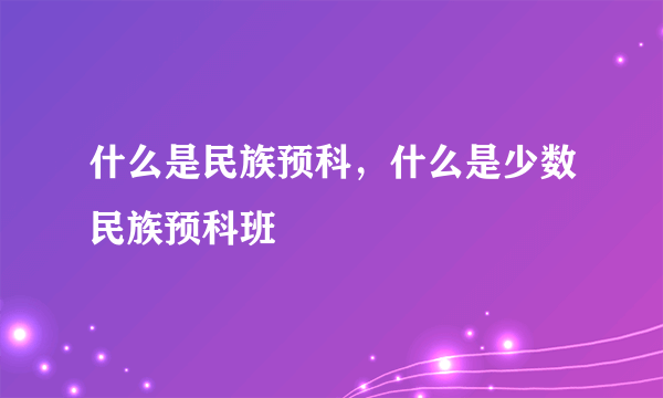 什么是民族预科，什么是少数民族预科班