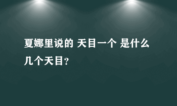 夏娜里说的 天目一个 是什么 几个天目？