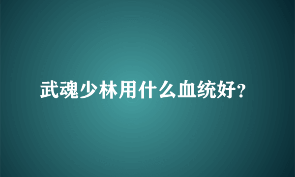 武魂少林用什么血统好？