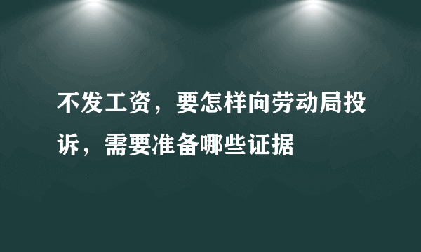 不发工资，要怎样向劳动局投诉，需要准备哪些证据