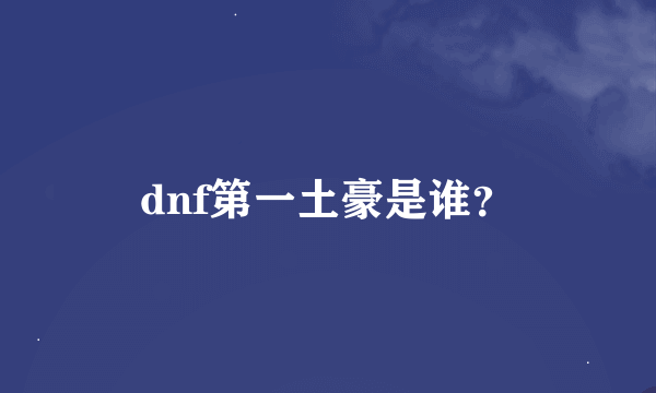 dnf第一土豪是谁？