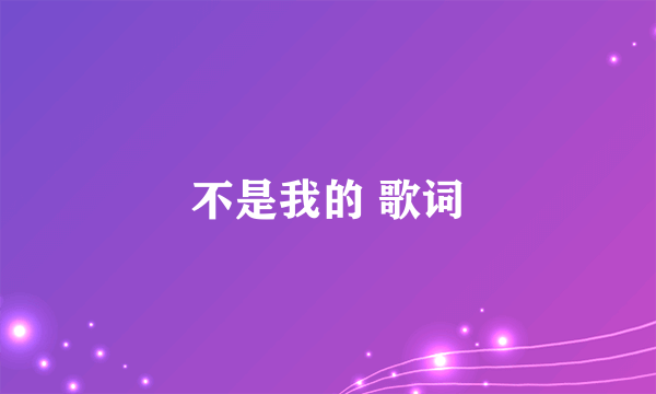 不是我的 歌词