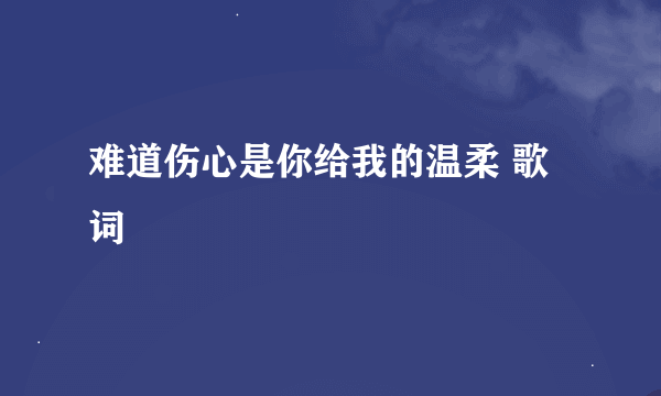 难道伤心是你给我的温柔 歌词