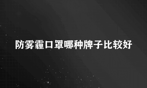 防雾霾口罩哪种牌子比较好