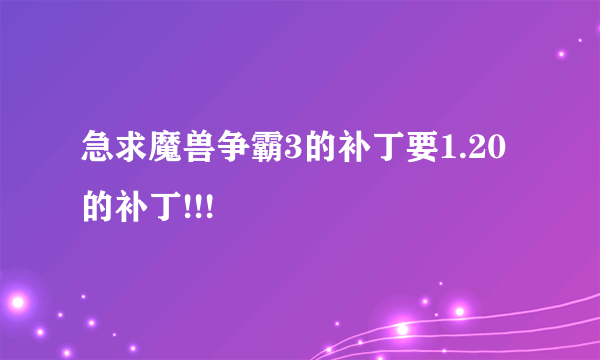 急求魔兽争霸3的补丁要1.20的补丁!!!