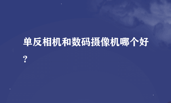 单反相机和数码摄像机哪个好?