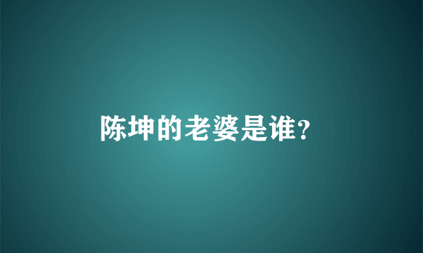 陈坤的老婆是谁？