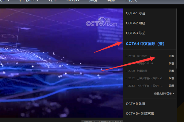 中央4台节目表回看在哪里看？