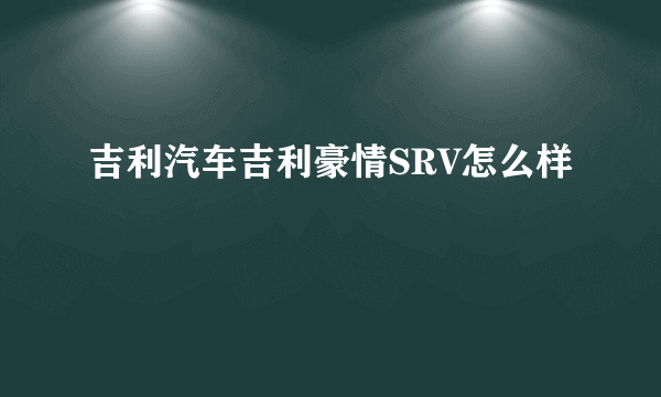 吉利汽车吉利豪情SRV怎么样