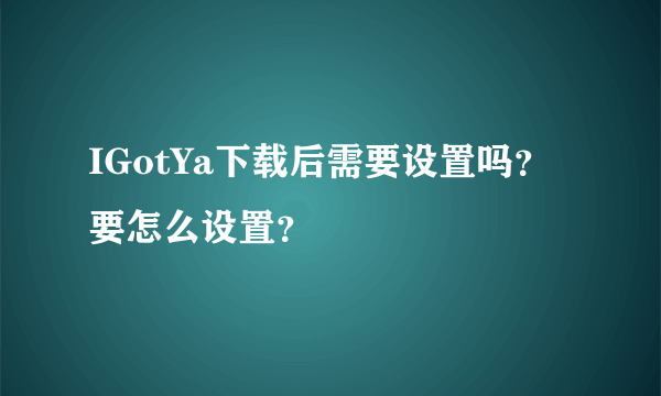 IGotYa下载后需要设置吗？要怎么设置？