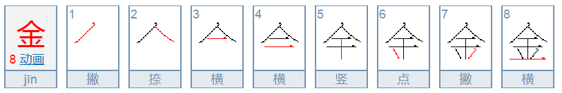 金的笔顺笔画