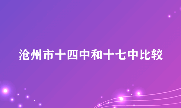 沧州市十四中和十七中比较