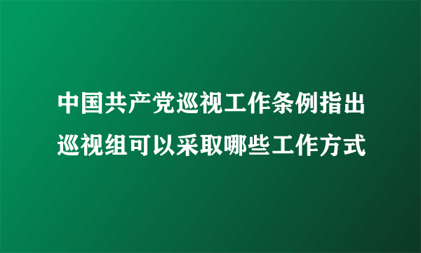 中国共产党巡视工作条例指出巡视组可以采取哪些工作方式