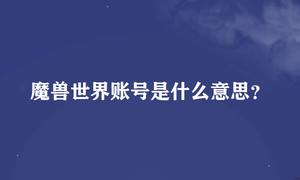 魔兽世界账号是什么意思？