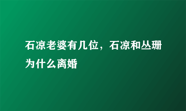 石凉老婆有几位，石凉和丛珊为什么离婚