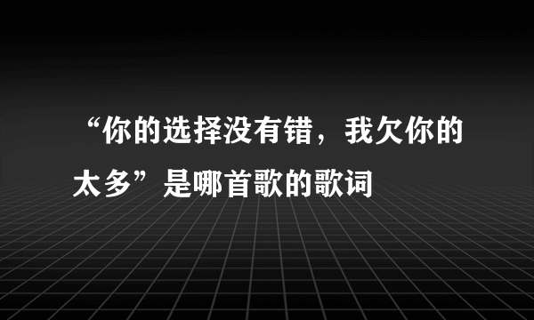 “你的选择没有错，我欠你的太多”是哪首歌的歌词