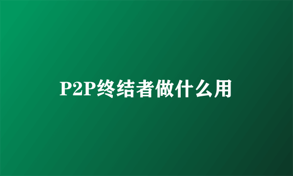 P2P终结者做什么用